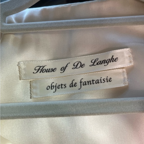 House of De Langhe Vintage Beaded Satin 3/4 Sleeve Blazer Jacket Cream Ivory - Picture 3 of 11